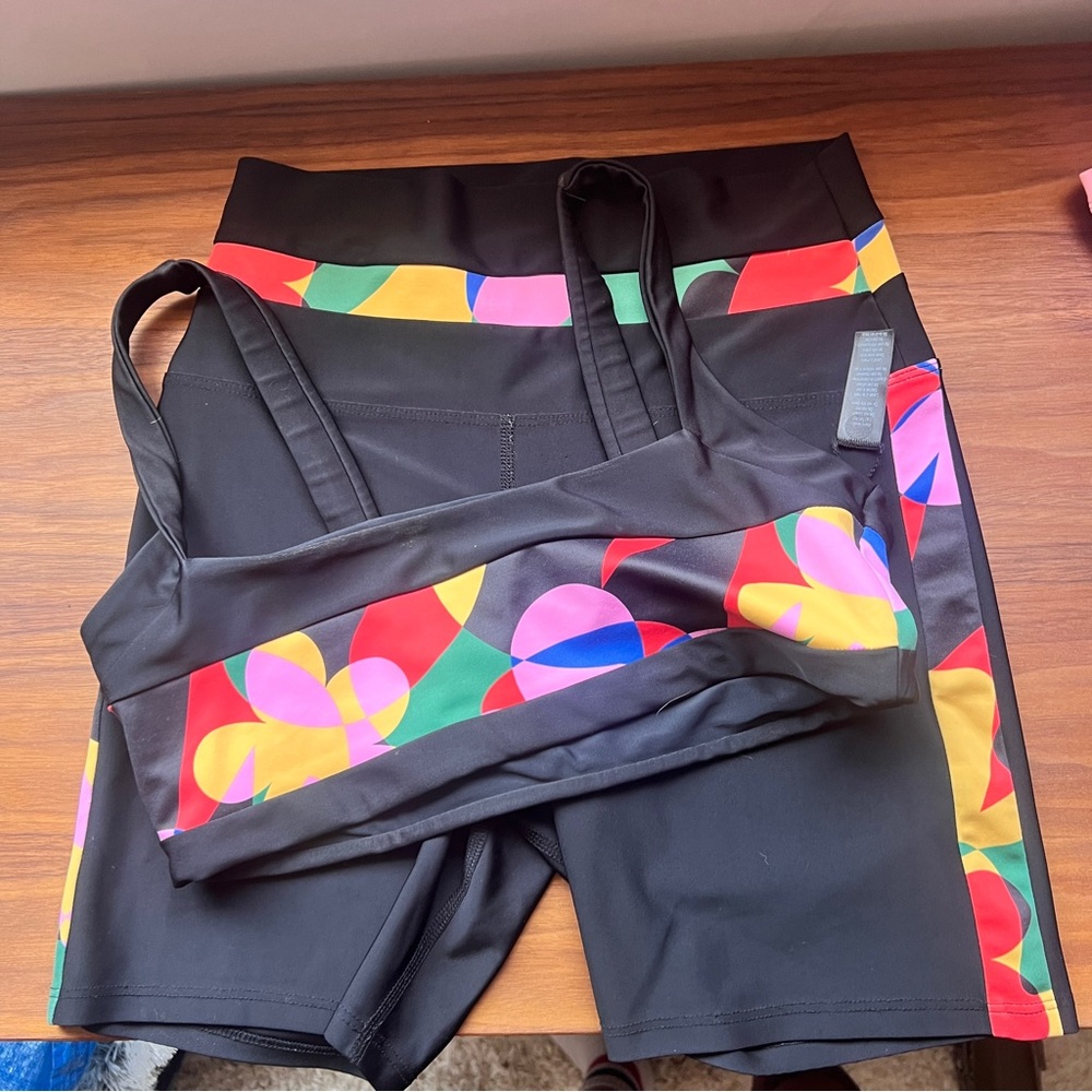 Beach Riot Black Bike Shorts with Multicolor Pattern